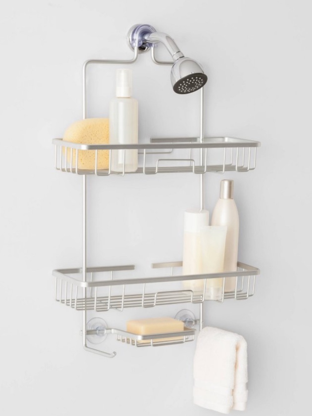 Over-the-Showerhead 2-Tier Bath Caddy in Silver rustproof threshold new